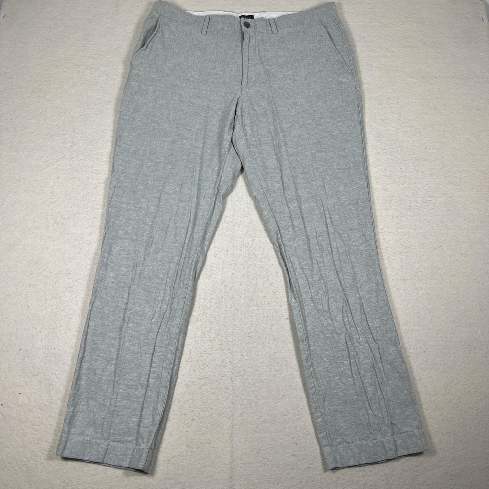 J.Crew Linen Blend Chino Pants‎ Mens 36x31 Gray Straight Leg Casual Lightweight - Picture 2 of 11